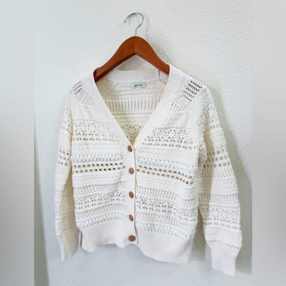 Sundance White Ivory Knit Button Up Cardigan Sweater Women’s Size Small